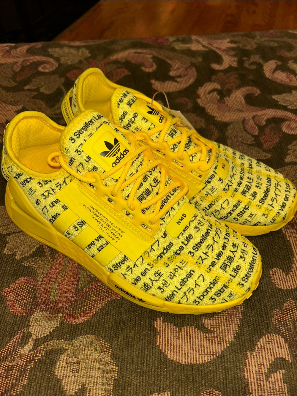 adidas Yellow NMD Text Print Sneakers